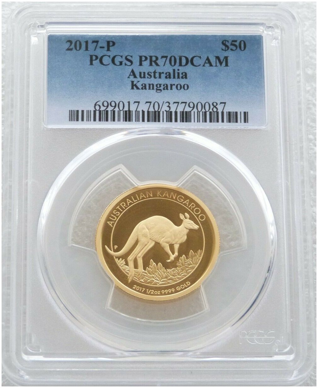 2017-P Australia Kangaroo $50 Gold Proof 1/2oz Coin PCGS PR70 DCAM 2017-P Australia Kangaroo $50 Gold Proof 1/2oz Coin PCGS PR70 DCAM