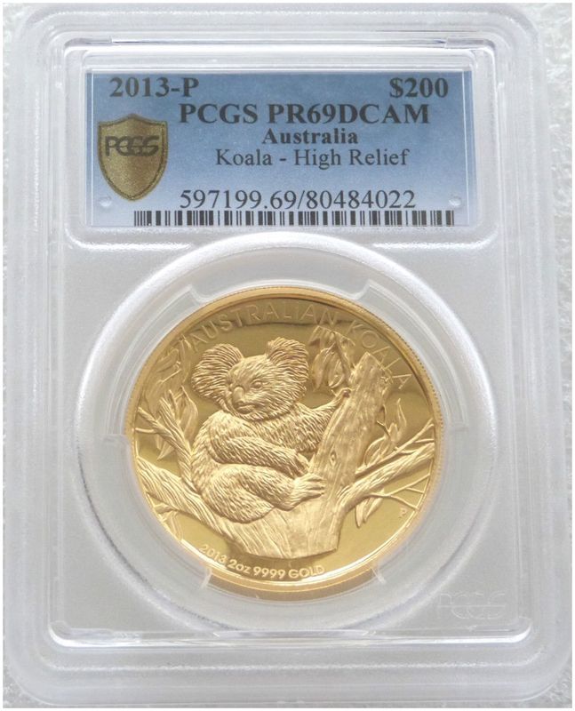 2013-P Australia Koala High Relief $200 Gold Proof 2oz Coin PCGS PR69 DCAM 2013-P Australia Koala High Relief $200 Gold Proof 2oz Coin PCGS PR69 DCAM