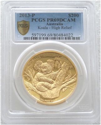 2013-P Australia Koala High Relief $200 Gold Proof 2oz Coin PCGS PR69 DCAM