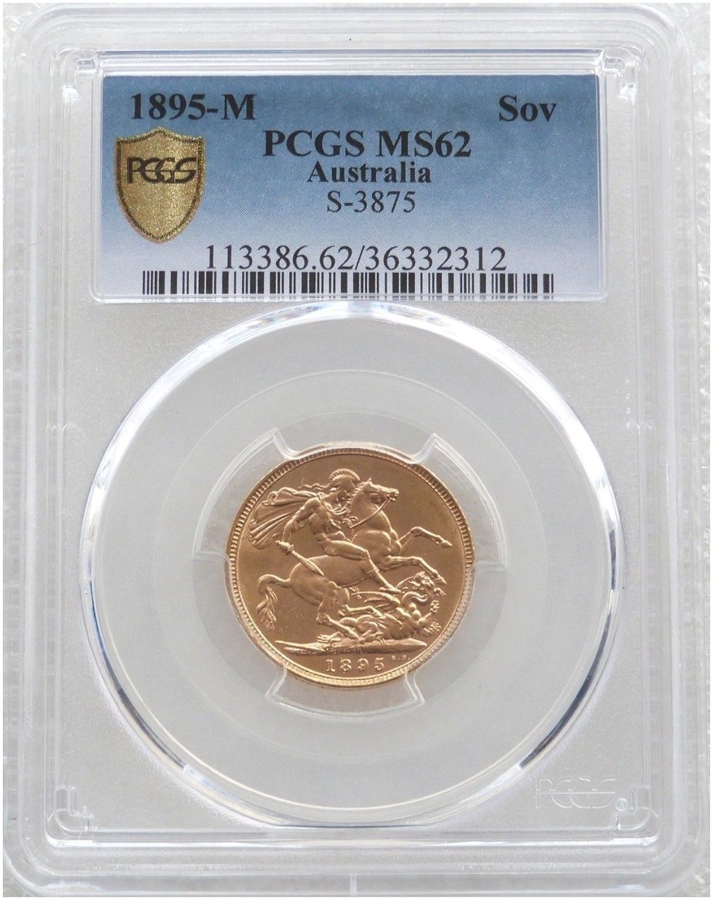 1895-M Australia Melbourne Victoria Full Sovereign Gold Coin PCGS MS62