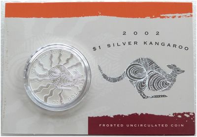 2002 Australia Kangaroo $1 Frosted Silver 1oz Coin Mint Card 2002 Australia Kangaroo $1 Frosted Silver 1oz Coin Mint Card