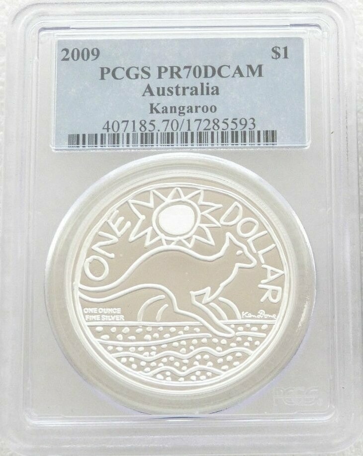 2009 Australia Kangaroo $1 Silver Proof 1oz Coin PCGS PR70 DCAM 2009 Australia Kangaroo $1 Silver Proof 1oz Coin PCGS PR70 DCAM
