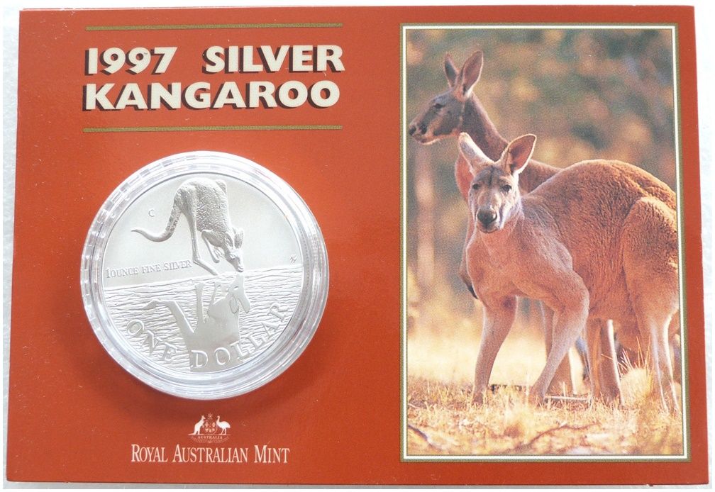 1997 Australia Kangaroo $1 Frosted Silver 1oz Coin Mint Pack