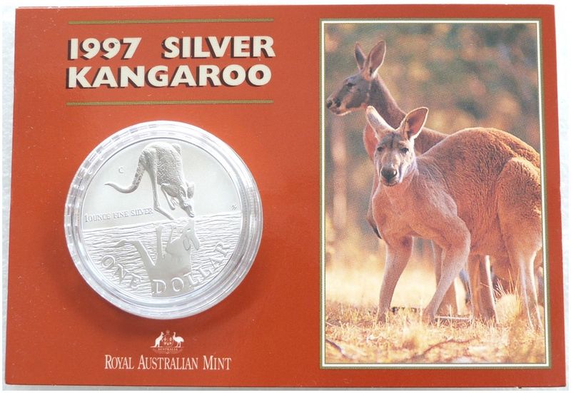 1997 Australia Kangaroo $1 Frosted Silver 1oz Coin Mint Pack 1997 Australia Kangaroo $1 Frosted Silver 1oz Coin Mint Pack
