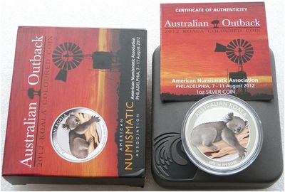 2012 Australia Outback Koala Colour $1 Silver 1oz Coin Box Coa