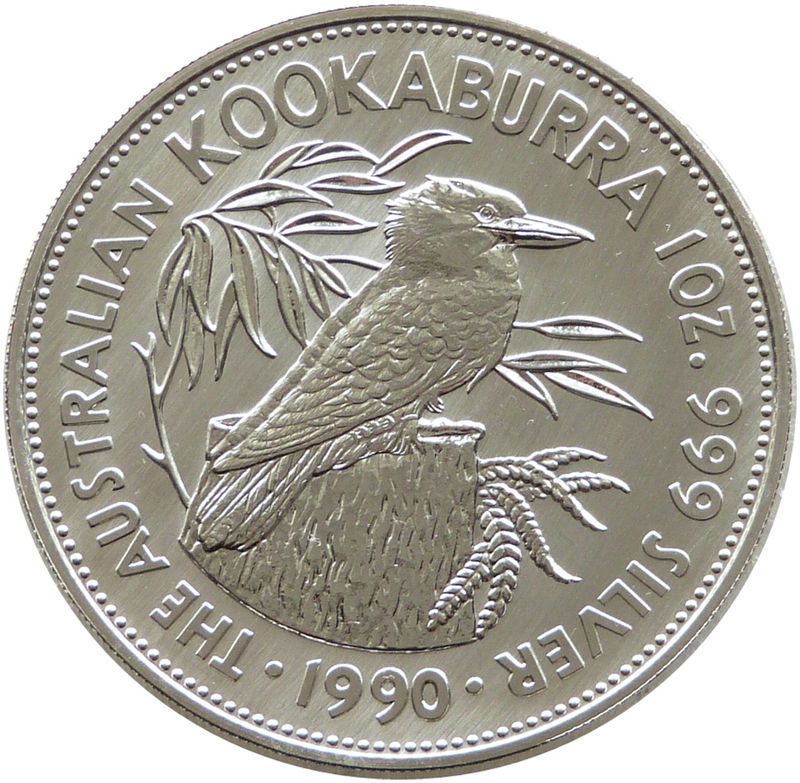 1990 Australia Kookaburra $5 Silver 1oz Coin - First Year of Issue 1990 Australia Kookaburra $5 Silver 1oz Coin - First Year of Issue