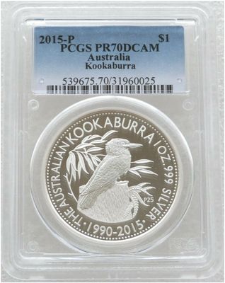 2015 Australia Berlin World Money Fair Kookaburra 25th Anniversary $1 Silver Proof 1oz Coin PCGS PR70 DCAM 2015 Australia Berlin World Money Fair Kookaburra 25th Anniversary $1 Silver Proof 1oz Coin PCGS PR70 DCAM
