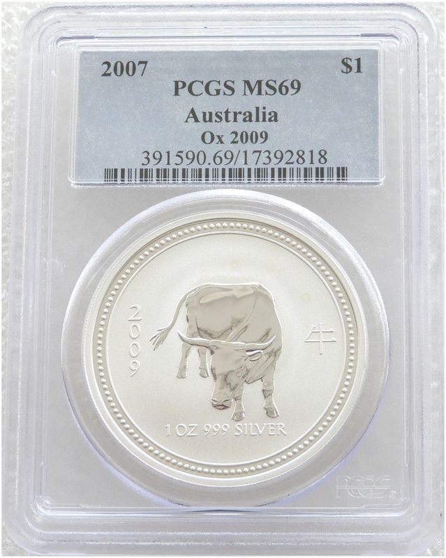 2009 Australia Lunar Ox $1 Silver 1oz Coin PCGS MS69 2009 Australia Lunar Ox $1 Silver 1oz Coin PCGS MS69
