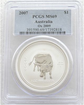 2009 Australia Lunar Ox $1 Silver 1oz Coin PCGS MS69 2009 Australia Lunar Ox $1 Silver 1oz Coin PCGS MS69