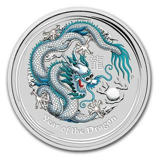 2012-P Australia Lunar Dragon White $1 Silver 1oz Coin 2012-P Australia Lunar Dragon White $1 Silver 1oz Coin
