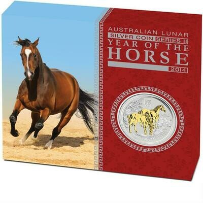 2014-P Australia Lunar Horse $1 Silver Gold 1oz Coin Box Coa
