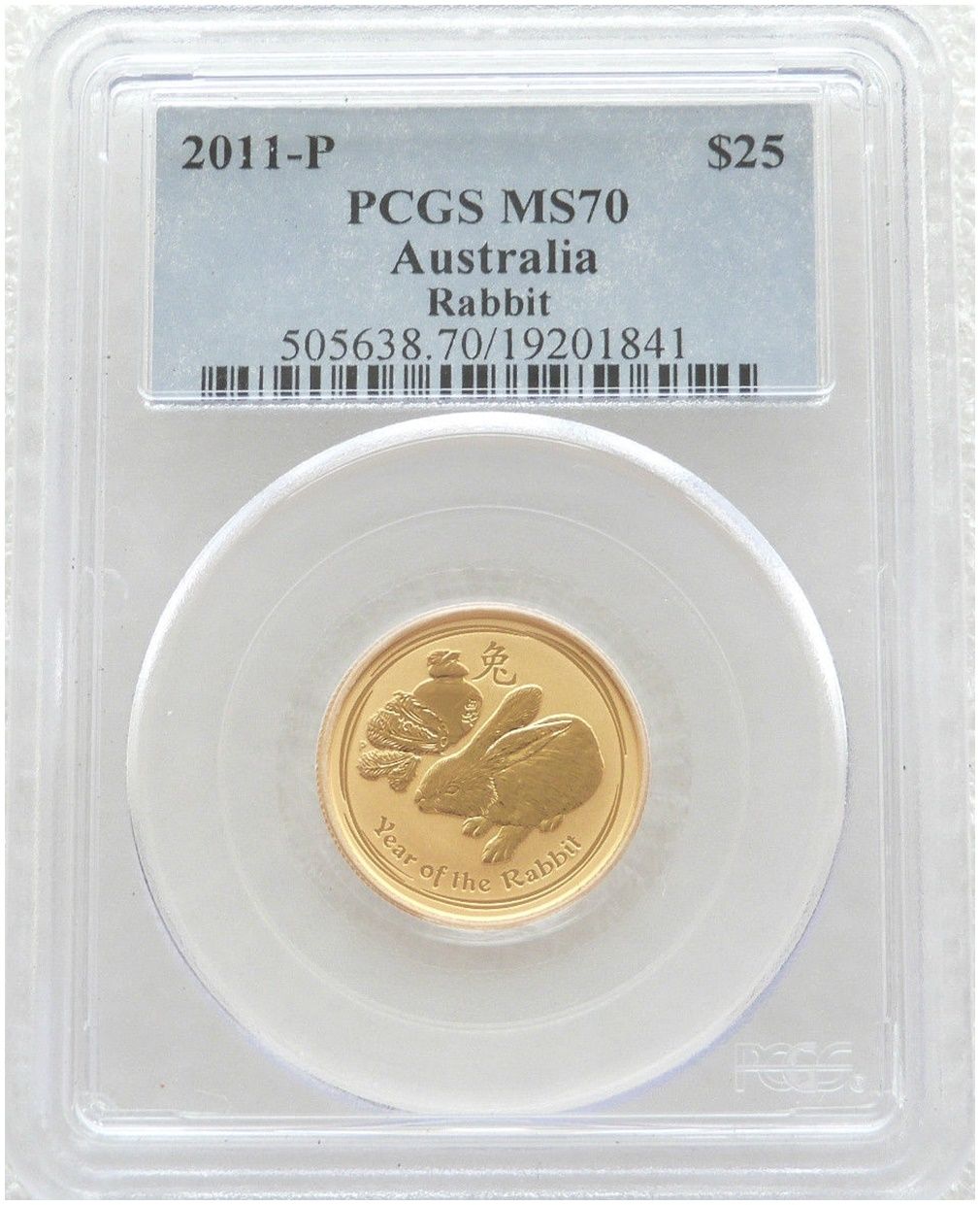 2011-P Australia Lunar Rabbit $25 Gold 1/4oz Coin PCGS MS70 2011-P Australia Lunar Rabbit $25 Gold 1/4oz Coin PCGS MS70