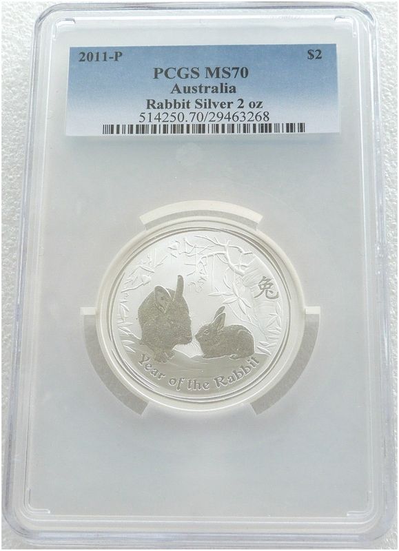 2011-P Australia Lunar Rabbit $2 Silver 2oz Coin PCGS MS70 2011-P Australia Lunar Rabbit $2 Silver 2oz Coin PCGS MS70