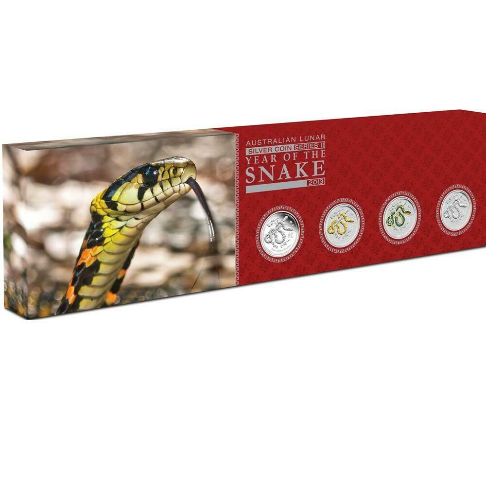 2013-P Australia Lunar Snake $1 Silver 4 Coin Type Set Box Coa 2013-P Australia Lunar Snake $1 Silver 4 Coin Type Set Box Coa