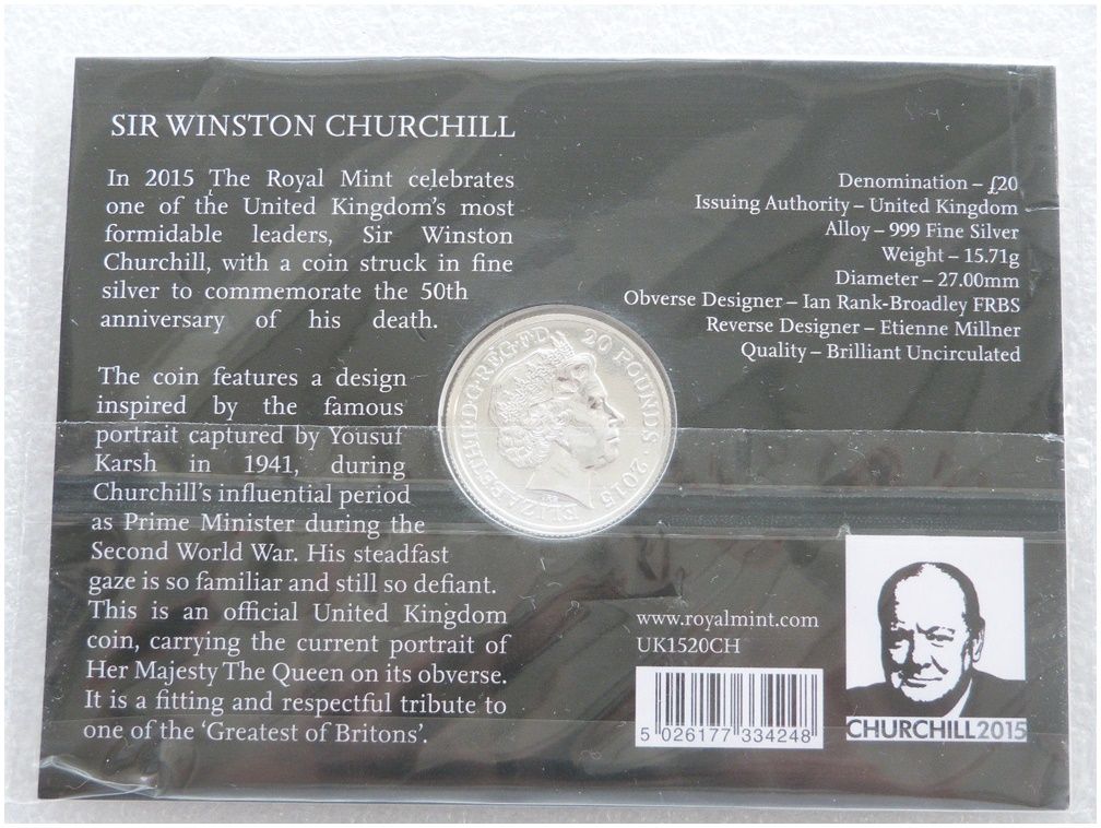 2015 Winston Churchill £20 Silver Coin Mint Pack Sealed