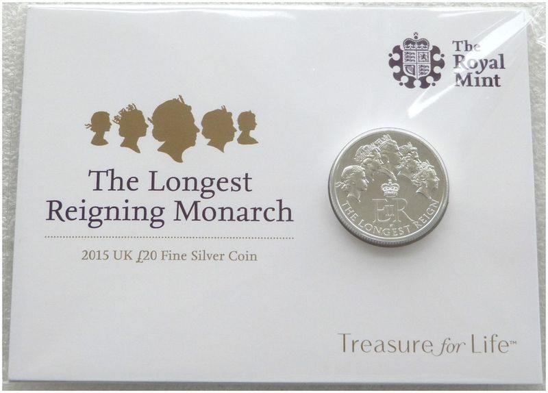 2015 Longest Reigning Monarch £20 Silver Coin Mint Pack Sealed 2015 Longest Reigning Monarch £20 Silver Coin Mint Pack Sealed