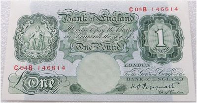 1948 - 1950 Bank of England K O Peppiatt Green £1 One Pound Banknote (A01A to L39A) 1948 - 1950 Bank of England K O Peppiatt Green £1 One Pound Banknote (A01A to L39A)