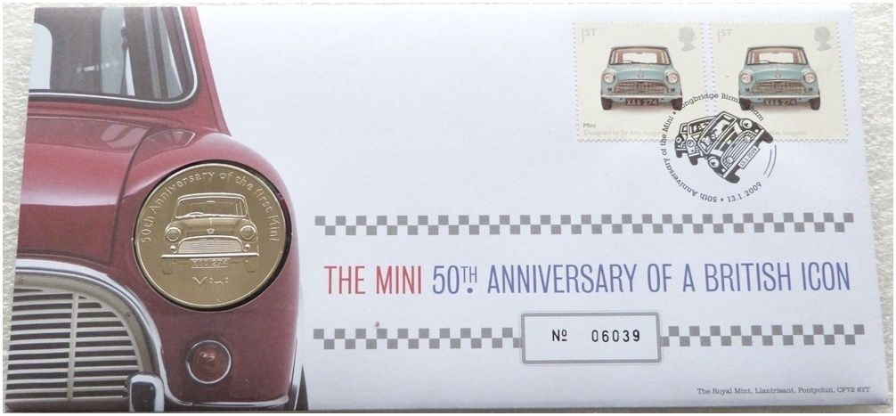 2009 Royal Mint Mini Car 50th Anniversary Commemorative Medal First Day Cover
