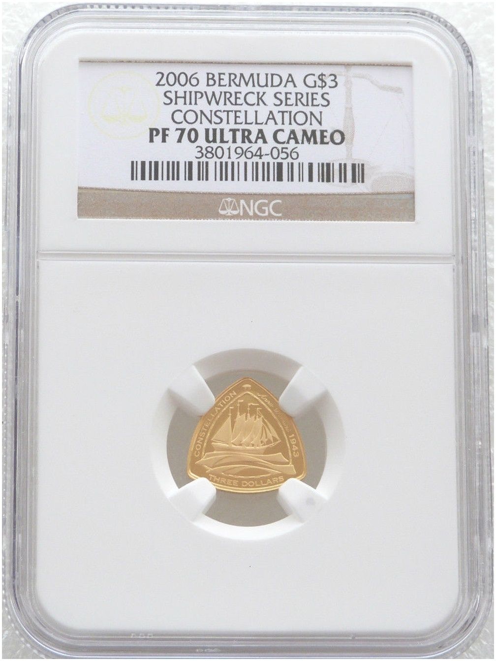 2006 Bermuda Constellation Ship $3 Gold Proof 1/20oz Coin NGC PF70