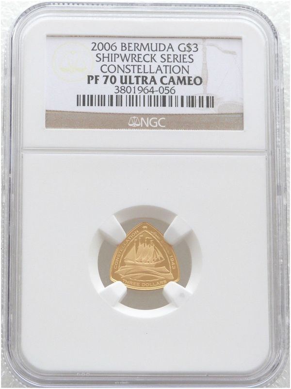 2006 Bermuda Constellation Ship $3 Gold Proof 1/20oz Coin NGC PF70