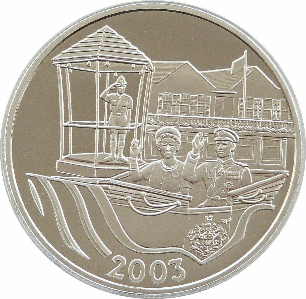 2003 Bermuda Queen's Coronation Anniversary $5 Silver Gold Proof Coin
