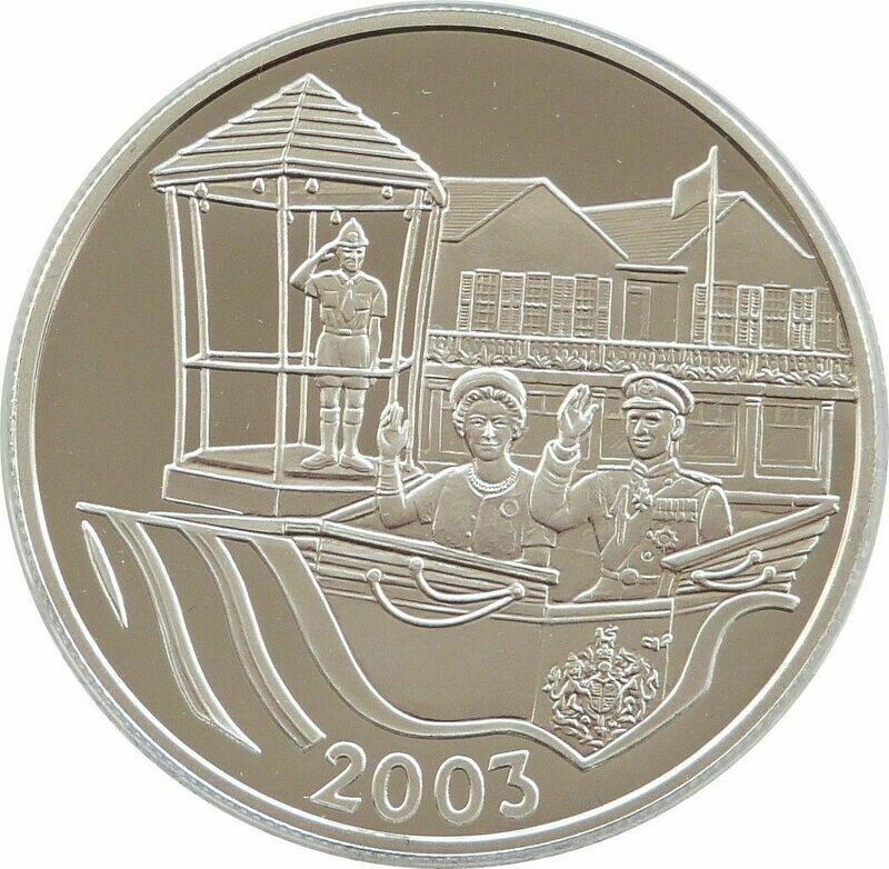 2003 Bermuda Queen's Coronation Anniversary $5 Silver Gold Proof Coin