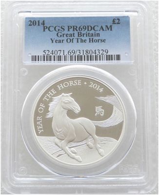2014 British Lunar Horse £2 Silver Proof 1oz Coin PCGS PR69 DCAM 2014 British Lunar Horse £2 Silver Proof 1oz Coin PCGS PR69 DCAM
