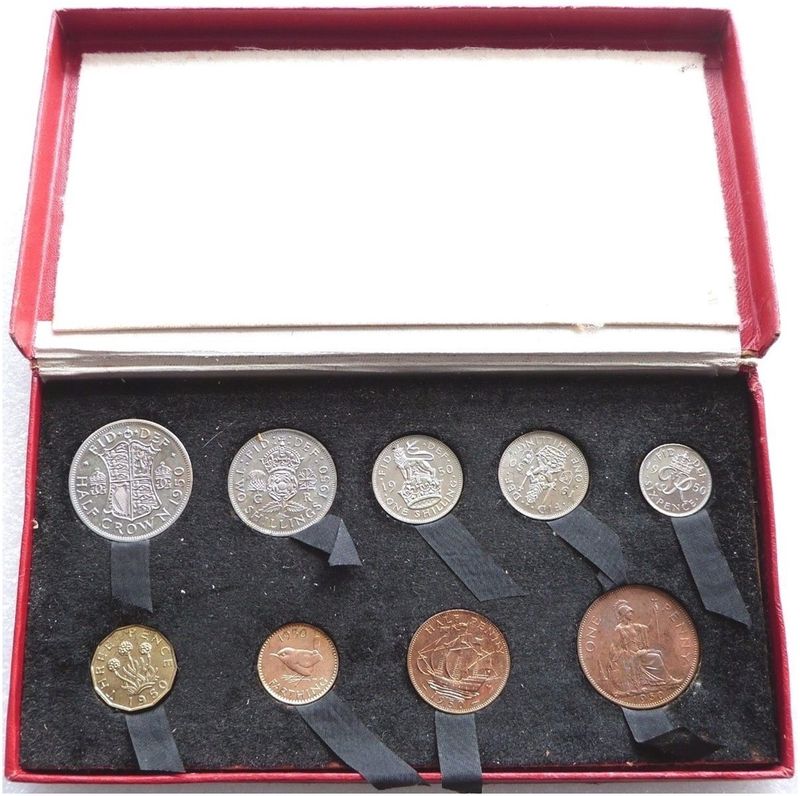 1950 George VI Mid-Century Proof 9 Coin Set (Halfcrown to Farthing)
