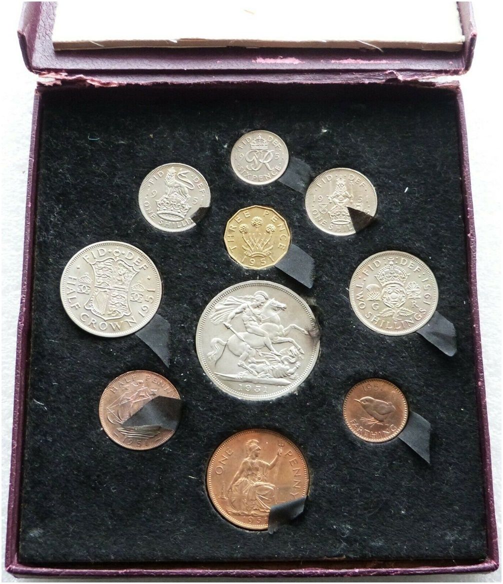 1951 George VI Festival of Britain Proof 10 Coin Set - Crown to Farthing 1951 George VI Festival of Britain Proof 10 Coin Set - Crown to Farthing