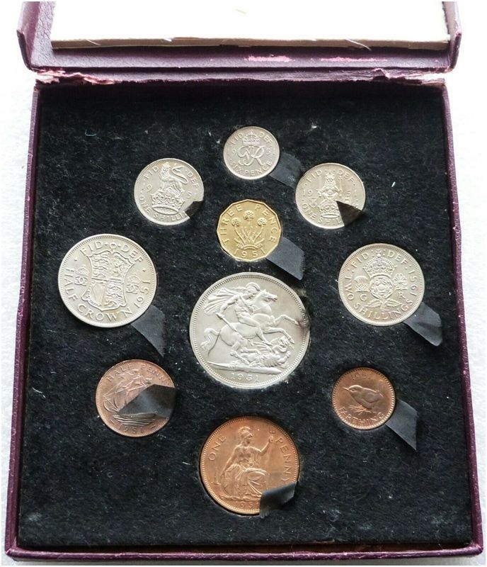 1951 George VI Festival of Britain Proof 10 Coin Set - Crown to Farthing