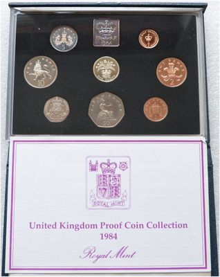 1984 Royal Mint Standard Proof 8 Coin Set Blue Case Coa
