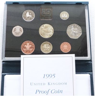 1995 Royal Mint Standard Proof 8 Coin Set Blue Case Coa 1995 Royal Mint Standard Proof 8 Coin Set Blue Case Coa