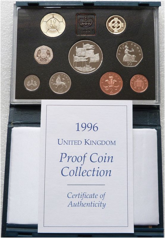 1996 Royal Mint Standard Proof 9 Coin Set Blue Case Coa