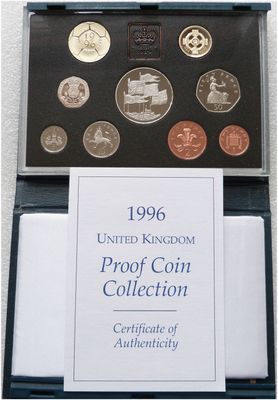 1996 Royal Mint Standard Proof 9 Coin Set Blue Case Coa