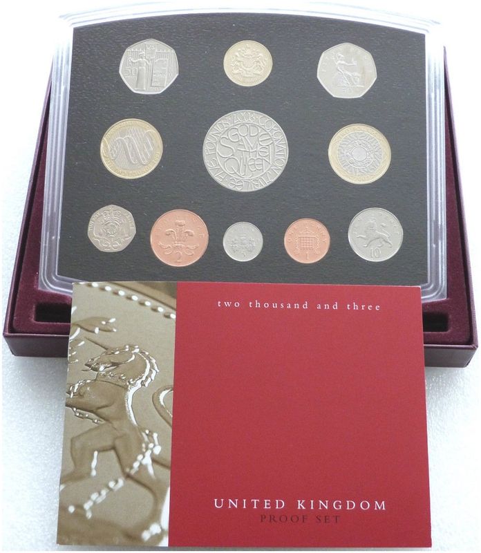 2003 Royal Mint Standard Proof 11 Coin Set Box Coa 2003 Royal Mint Standard Proof 11 Coin Set Box Coa