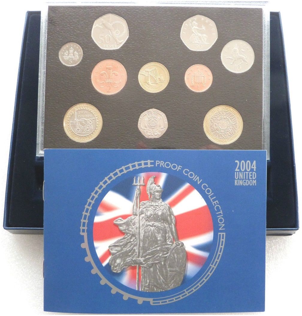 2004 Royal Mint Standard Proof 10 Coin Set Box Coa 2004 Royal Mint Standard Proof 10 Coin Set Box Coa