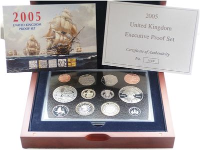 2005 Royal Mint Executive Proof 12 Coin Set Box Coa 2005 Royal Mint Executive Proof 12 Coin Set Box Coa