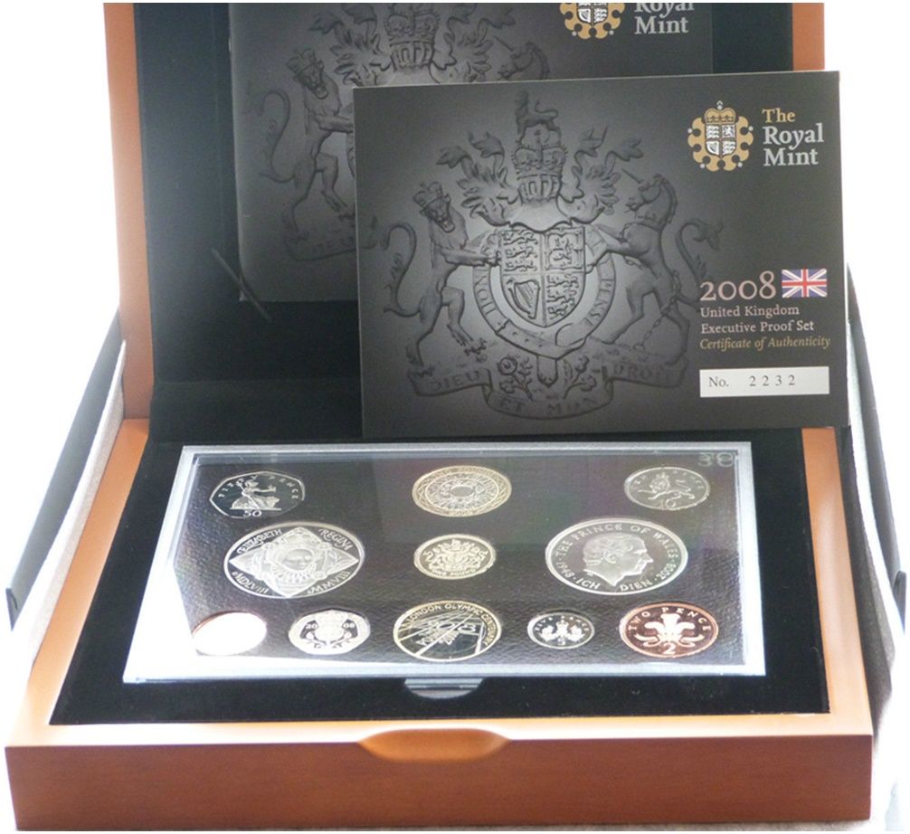 2008 Royal Mint Executive Proof 11 Coin Set Box Coa