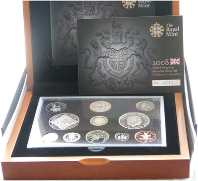 2008 Royal Mint Executive Proof 11 Coin Set Box Coa