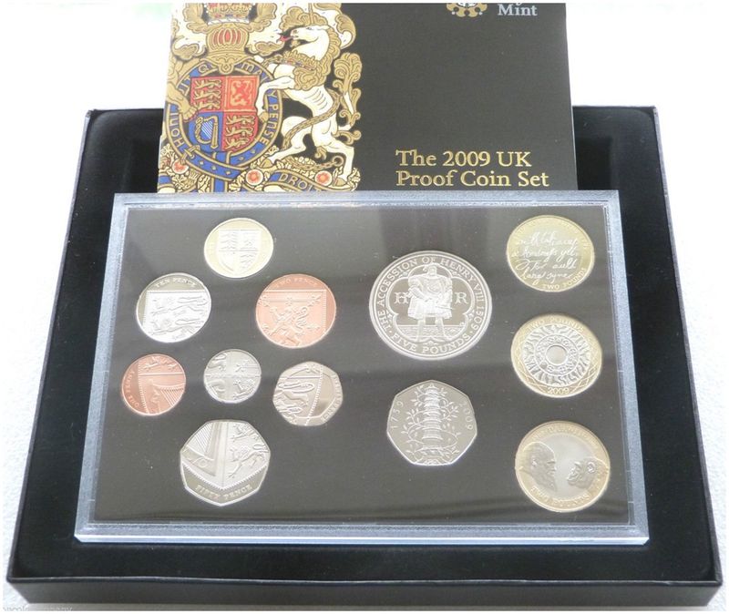 2009 Royal Mint Standard Proof 12 Coin Set Box Coa 2009 Royal Mint Standard Proof 12 Coin Set Box Coa