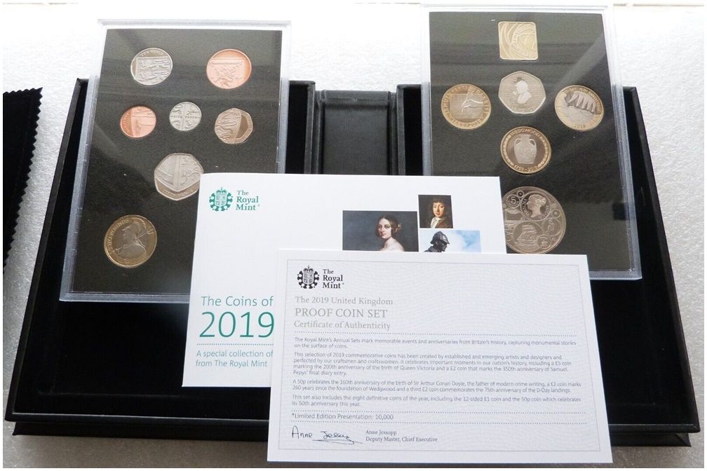 2019 Royal Mint Deluxe Collector Proof 13 Coin Set Box Coa 2019 Royal Mint Deluxe Collector Proof 13 Coin Set Box Coa