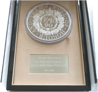 2016 Queen's 90th Birthday £500 Silver Proof Kilo Coin Box Coa - Mintage 247 2016 Queen's 90th Birthday £500 Silver Proof Kilo Coin Box Coa - Mintage 247