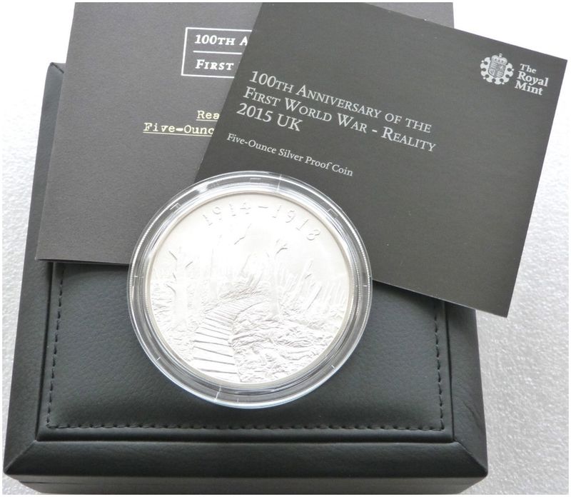 2015 First World War Reality £10 Silver Proof 5oz Coin Box Coa 2015 First World War Reality £10 Silver Proof 5oz Coin Box Coa