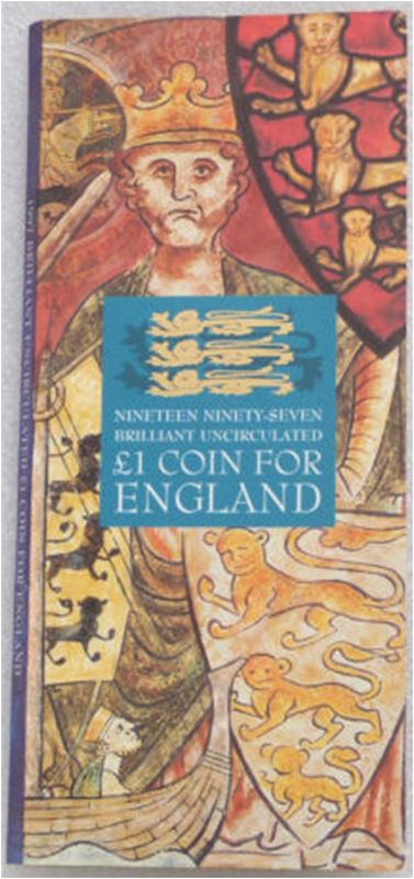 1997 Three Lions of England £1 Brilliant Uncirculated Coin Pack