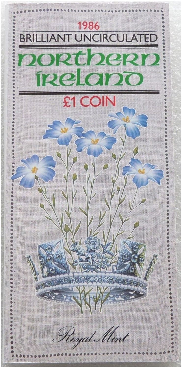 1986 Irish Flax Plant £1 Brilliant Uncirculated Coin Pack