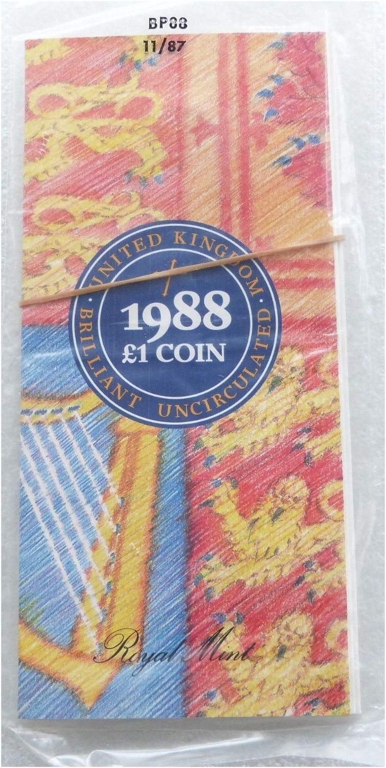1988 Crowned Royal Shield £1 Brilliant Uncirculated Coin Pack Sealed