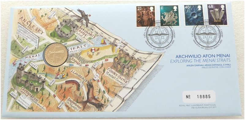 2005 Menai Straits Bridge £1 Brilliant Uncirculated Coin First Day Cover