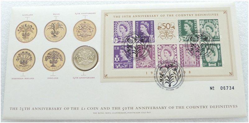 2008 Royal Arms £1 Brilliant Uncirculated Coin First Day Cover