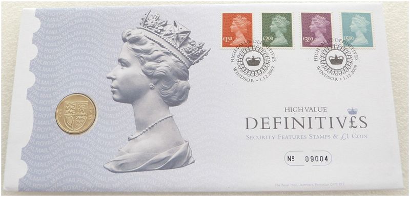 2009 Royal Shield of Arms £1 Brilliant Uncirculated Coin First Day Cover