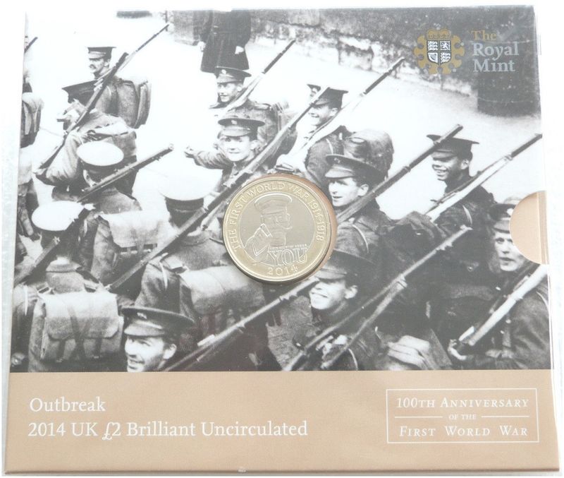 2014 First World War Outbreak Kitchener £2 Brilliant Uncirculated Coin Pack Sealed